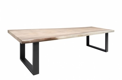 Table salle à manger bois brut et métal 350cm