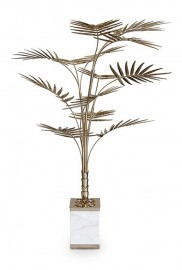 Paln Tree Floor Lamp golded brass end carrara marble