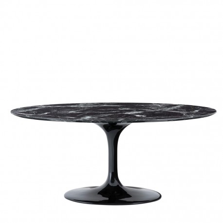 Contemporary Black Oval Marble Dining Table
