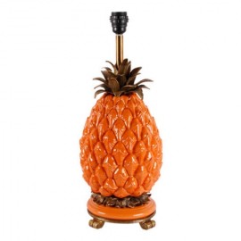 Pineapple Table Lamp Coral Porcelain and Brass
