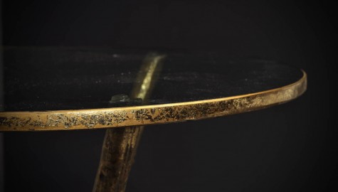 Round 60's Antic Brass Side Table