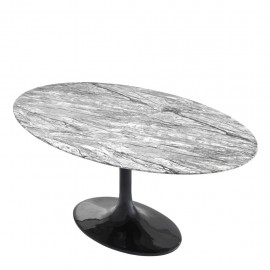 Contemporary Gray Oval Dining Table