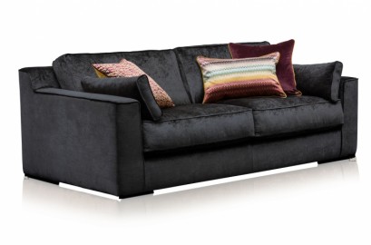 Cora, Velvet Charcoal Sofa - 220 cm