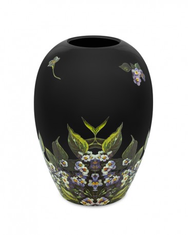 Vase Noir Motifs Floraux Symétrie