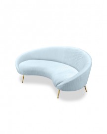Blue Velvet Pleated Sofa Orphée L189cm