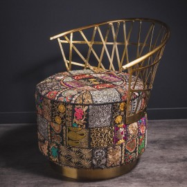 Bohemian Patchwork and Brass Ottoman