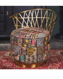 Bohemian Patchwork and Brass Ottoman