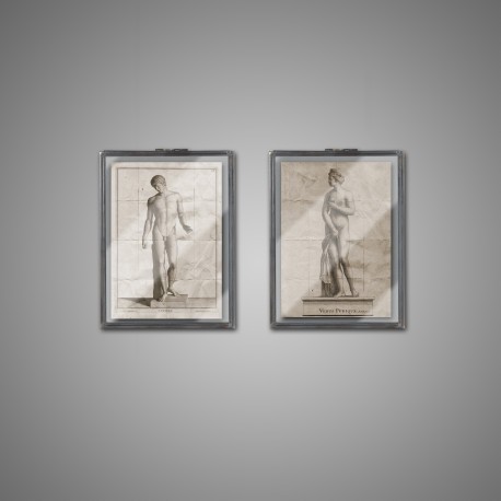 Studies Greek statuary, a set of two display cases.