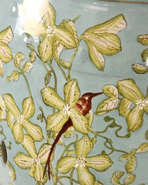 Tabouret ou Guéridon en Céramique aux Orchidées