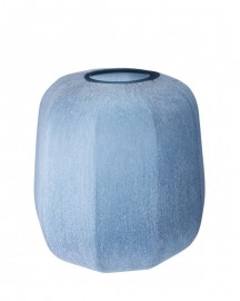 Blue Hand Blown Glass Vase Silk