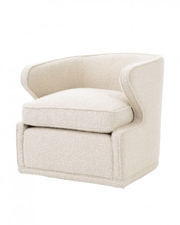 Swivel Chair John, Cream Bouclé Upholstery