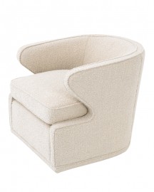 Swivel Chair John, Cream Bouclé Upholstery