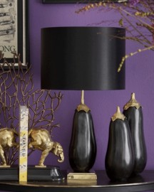 Lampe Aubergine - Céramique et Bronze - H 47 cm