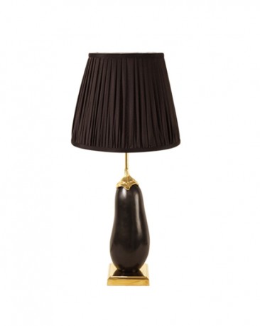 Lampe Aubergine - Céramique et Bronze - H 47 cm