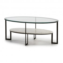 Oval Coffee Table Axe - Metal, Glass, Marble