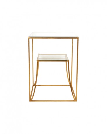 Oval Side Table in Brass and Smoked Glass Gigi