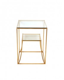 Oval Side Table in Brass and Smoked Glass Gigi