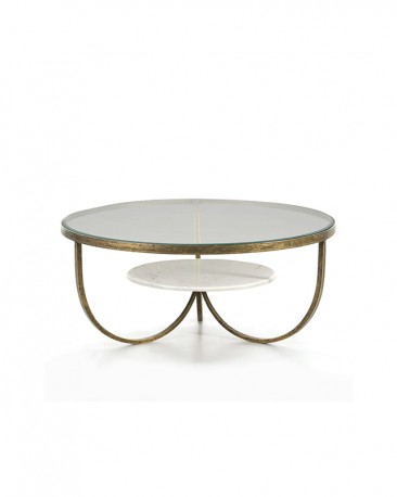 Round Coffee Table Joy - Metal, Glass & Marble