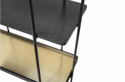 Ava Side Board Shiny Black Steel and Glass