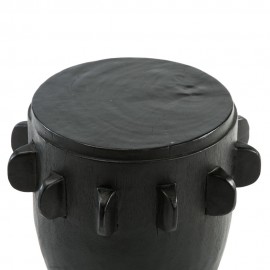 Stool or Pedestal Table in Black Wood H46cm