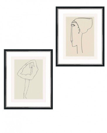 Gravures Rodin et Modigliani -  Duo Femmes - 40x50cm