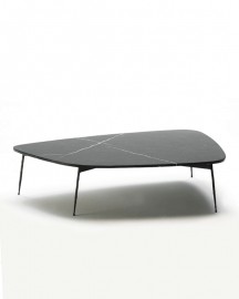 Table Basse Marbre et Métal Noirs - 120cm