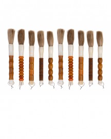 Set of 10 Amber Stones Calligraphy Brushes