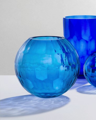 Ultramarine Blue Glass Vase H26cm