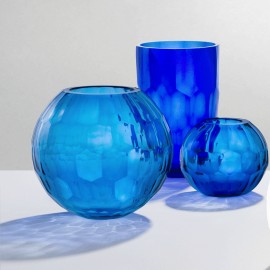 Ultramarine Blue Glass Vase H26cm