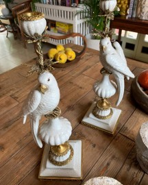 Parrot Candle holders, White