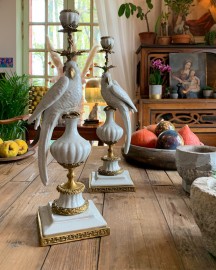 Parrot Candle holders, White