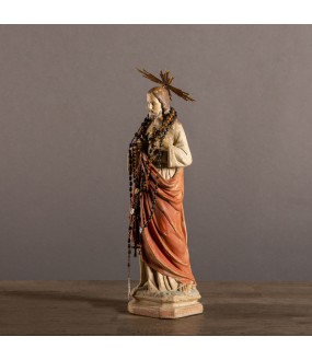 Christ Coeur Sacré Couronné, fidèle statue religieuse du 19ème siècle