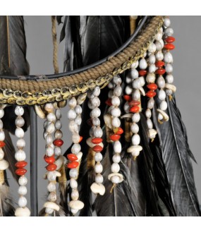 Primitive Ornament, necklace made of black feathers and shells from Pacific ocean