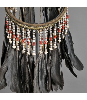Primitive Ornament, necklace made of black feathers and shells from Pacific ocean