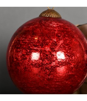 Christmas balls in antique red cracked glass ø15cm, as in the 19th century.