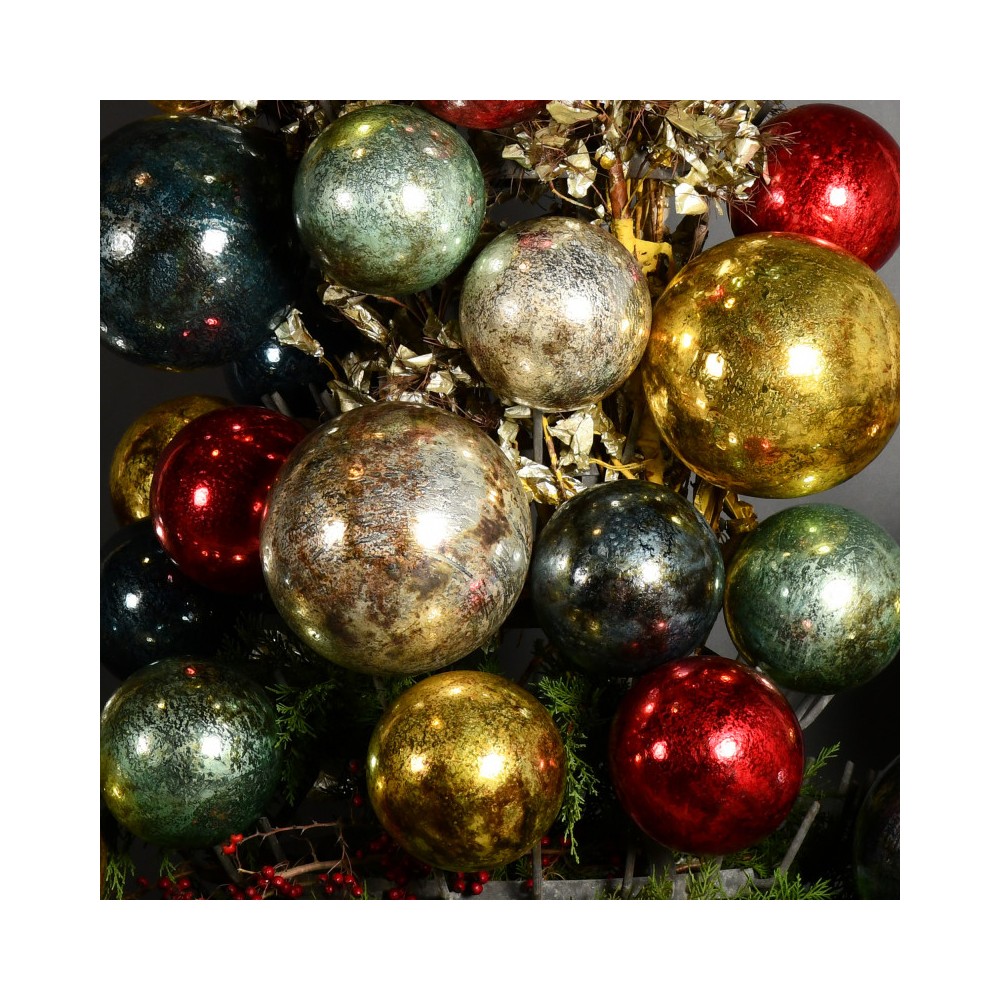 Boules de Noël en Verre Craquelé, Style XIXeme