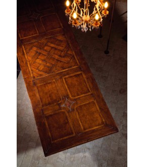 La Superbe Table avec parquet de chêne et Loupe d'Orme Da Vinci
