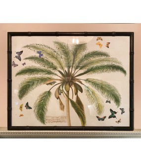 Grandes gravures de Palmiers aux papillons imprimées artisanalement.