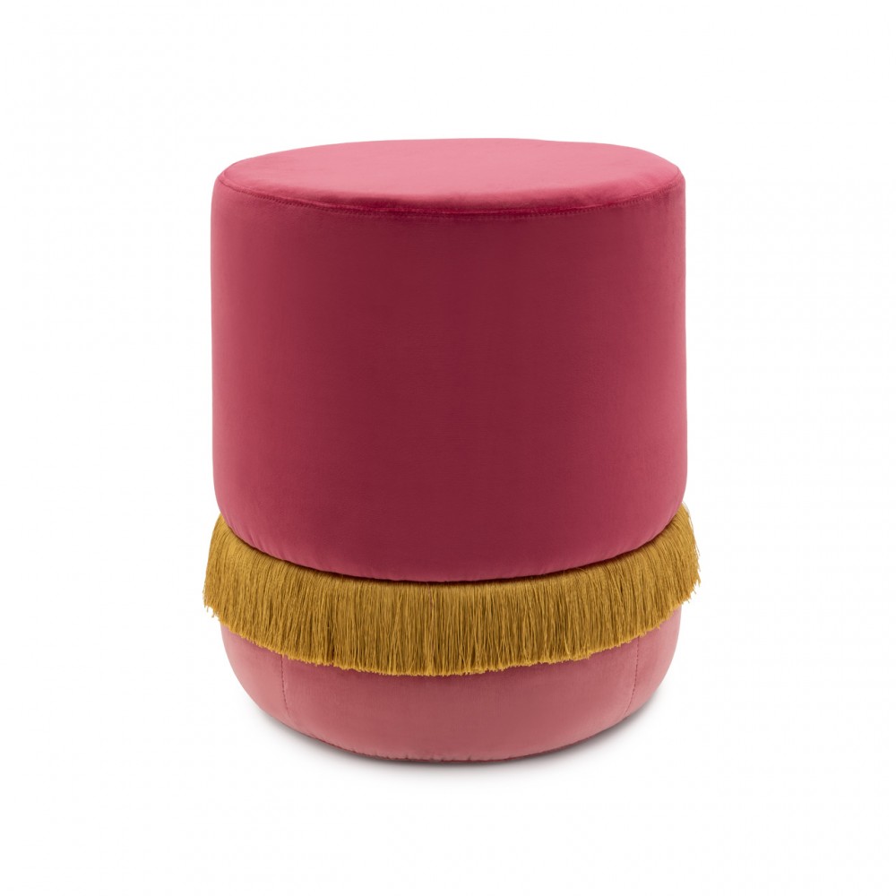 Double-Sided Velvet Pouf Jelly double-sided with its golden fringes