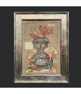 Deux Reliques, collages d'estampes, coquillages et coraux