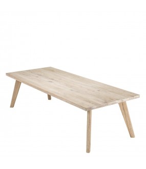 The Helsinki solid wood table is made of bleached solid oak.