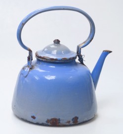 Big vintage enameled kettle