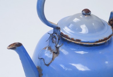Big vintage enameled kettle