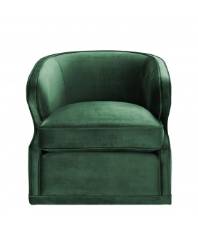Art Deco velvet armchair Fraser, emerald, offers a delicate touch, swivel base