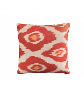 Exquisite Suzani cushion embroidered with flowers in shades of orange