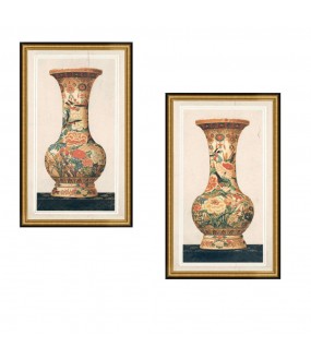 Gravures Vases Chinois H70cm, La Paire