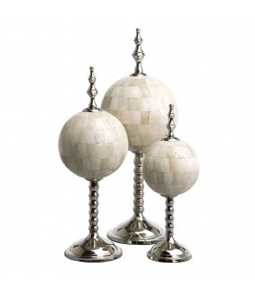 Globes Sur Pied Blancs H50, 42, 34cm, Set de 3