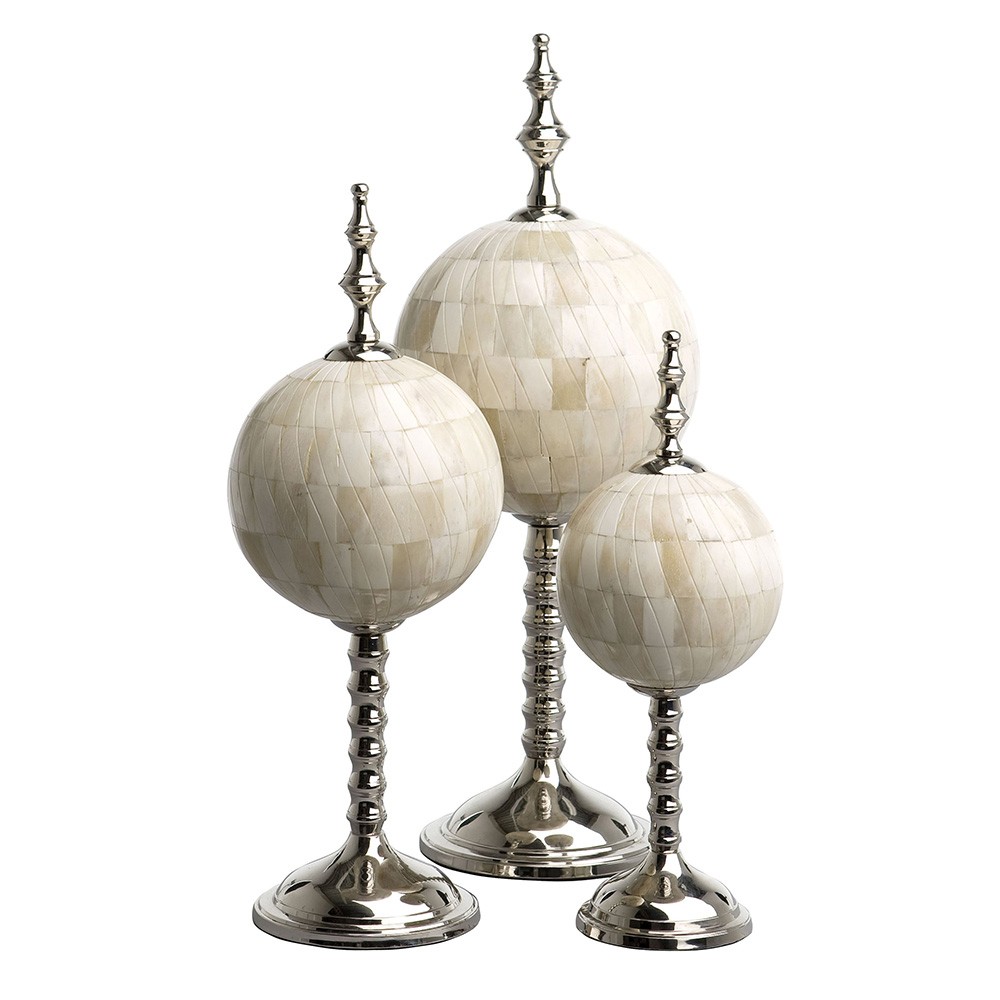Globes Sur Pied Blancs H50, 42, 34cm, Set de 3