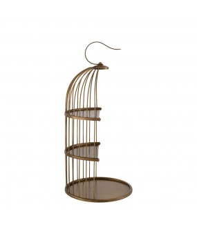 Cage-style Tiered Display Brass Finish H35cm, Pair