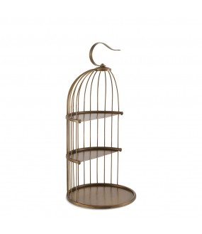 Cage-style Tiered Display Brass Finish H35cm, Pair